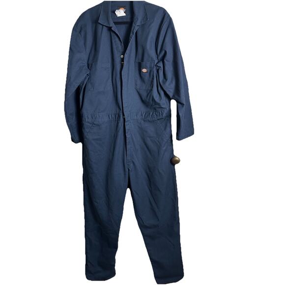 Dickies Men's Navy Blue Zip Work Coveralls Size XL Utility Jumpsuit Long Sleeve - Picture 1 of 8